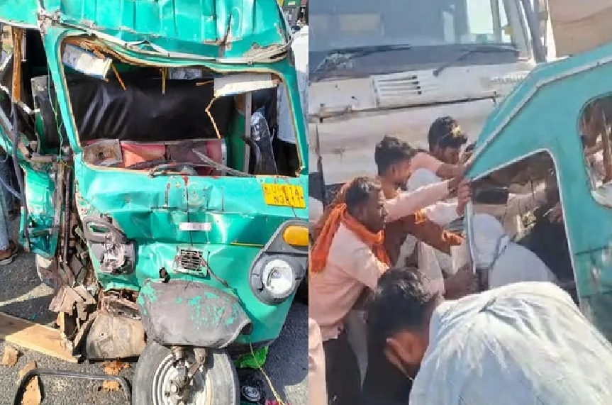 ठाकुरद्वारा-मुरादाबाद हाईवे पर भीषण हादसा, डंपर ने विक्रम को 150 मीटर तक घसीटा, 2 की मौत और 7 घायल