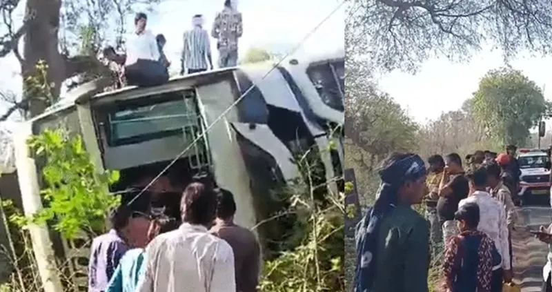  बड़ागांव सड़क हादसा, बस पलटने से 11 यात्री घायल, मौके पर मची अफरा-तफरी