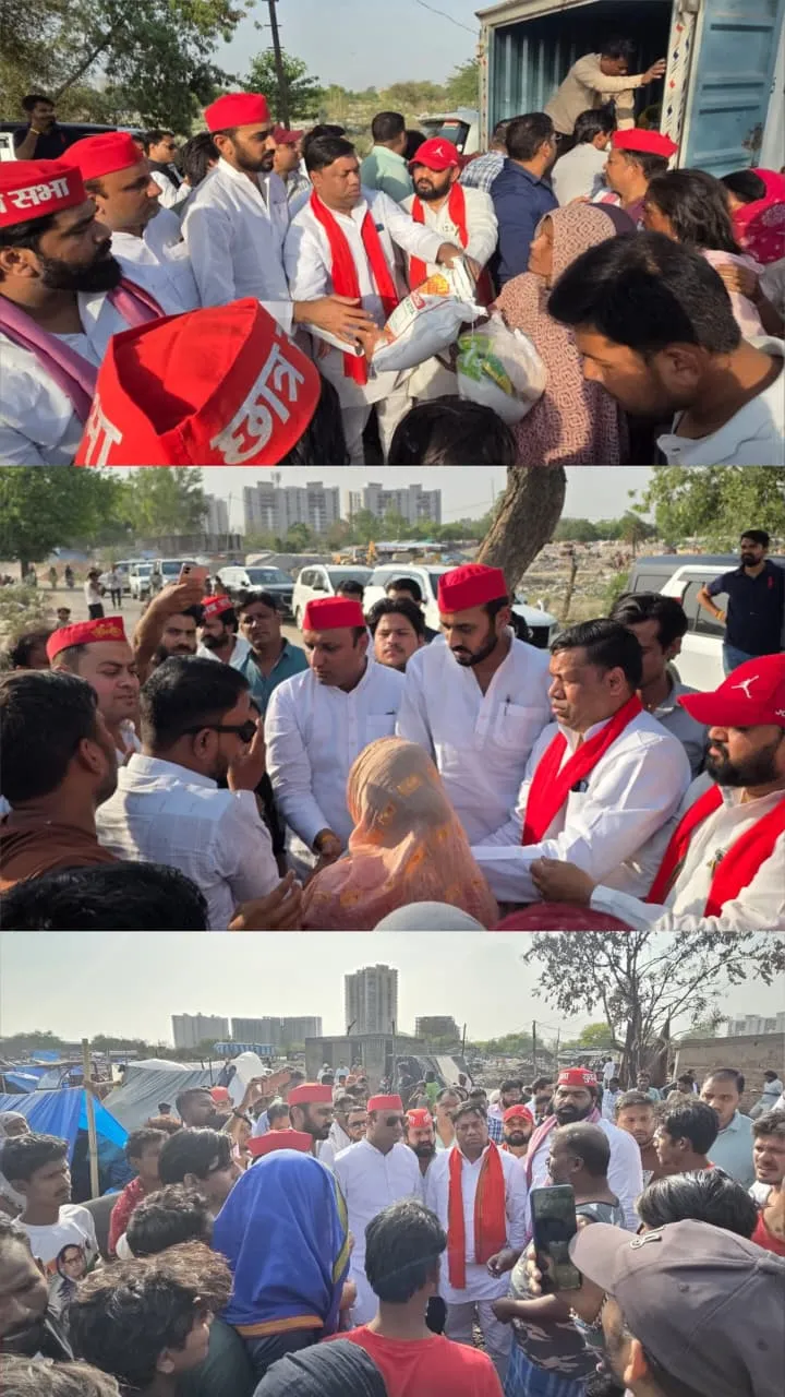 इंदिरापुरम अग्निकांड ने सैकड़ों परिवारों को कर दिया बेघर, मदद के साथ पहुंची सपा की टीम