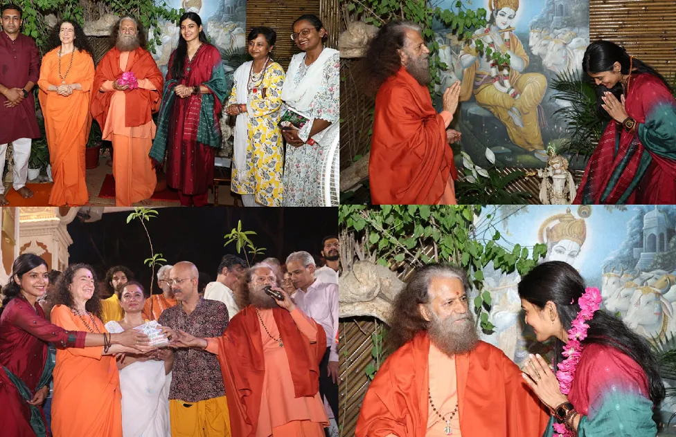अभिनेत्री संचिता शेट्टी ने परमार्थ निकेतन पहुंचकर स्वामी चिदानन्द से की मुलाकात