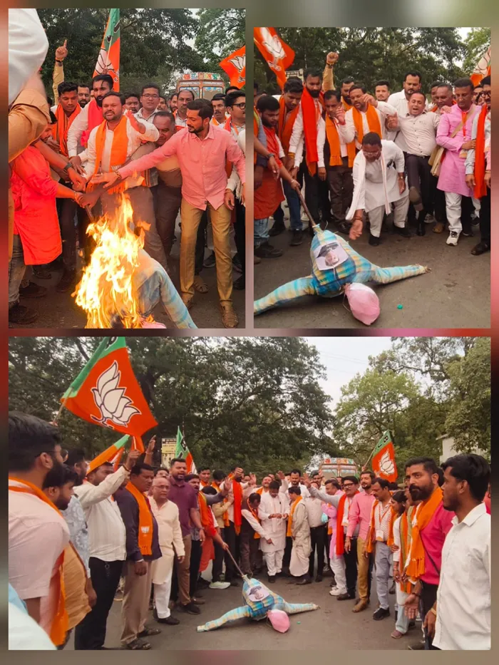 अमर्यादित बयान के विरोध में भाजयुमो ने राहुल गांधी का फूंका पुतला