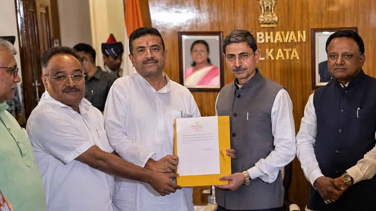 लोक भवन जाकर शुभेंदु ने पेश किया सरकार बनाने का दावा, राज्यपाल को सौंपा विधायकों का समर्थन पत्र