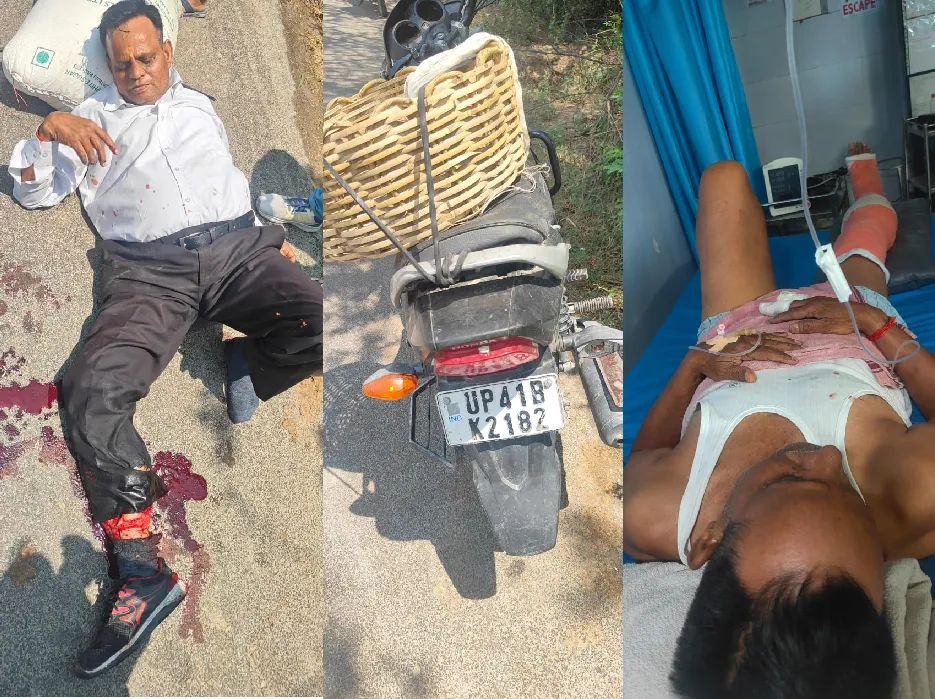 बख्शी का तालाब में दो बाइकों की भीषण भिड़ंत,बुजुर्ग घायल,पैर टूटा और कटी उंगली