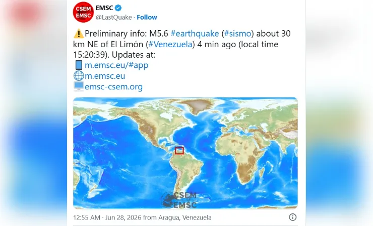 वेनेजुएला के अरागुआ तट के पास फिर कांपी धरती, 5.6 तीव्रता के भूकंप से बढ़ी चिंता