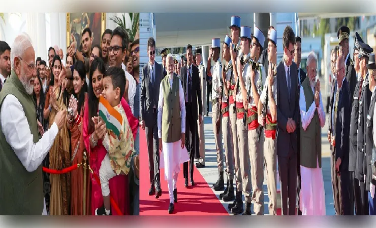  फ्रांस पहुंचे प्रधानमंत्री मोदी, नीस में हुआ भव्य स्वागत