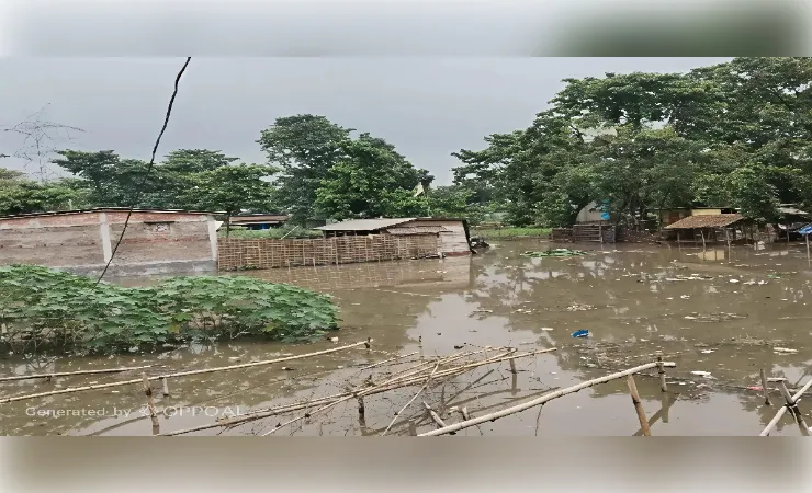 नेपाल में भारी बारिश से उफनाई मेची नदी, सीमावर्ती गांवों पर मंडराया कटाव का खतरा