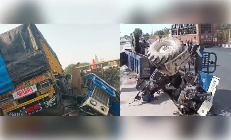 तेज रफ्तार ट्रक ने ईंटों से भरे ट्रैक्टर-ट्रॉली को मारी जोरदार टक्कर, चालक की मौत 