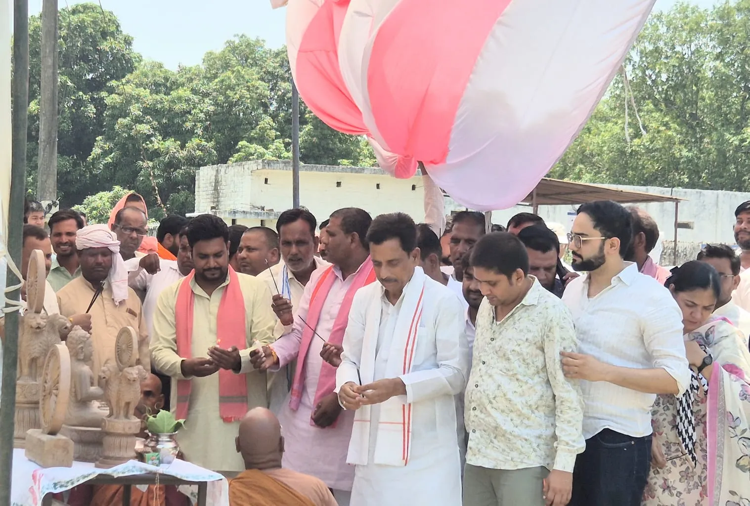 सम्राट अशोक स्तंभ निर्माण का शिलान्यास,समाज में शांति और मानवता का संदेश देने का आह्वान