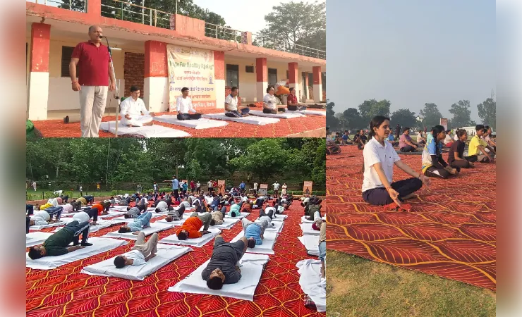 नेहरू स्टेडियम में सामूहिक योगाभ्यास, योग सप्ताह के छठे दिन उमड़ी भीड़