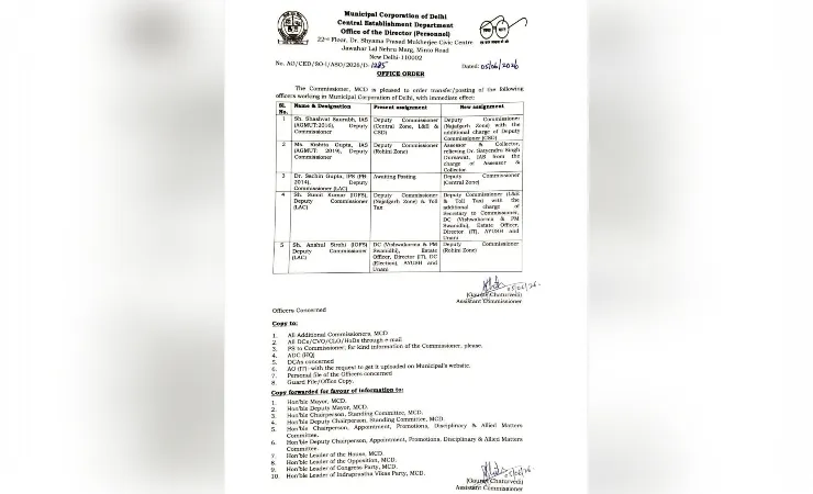 दिल्ली एमसीडी में बड़ा प्रशासनिक फेरबदल, कई डिप्टी कमिश्नरों के तबादले