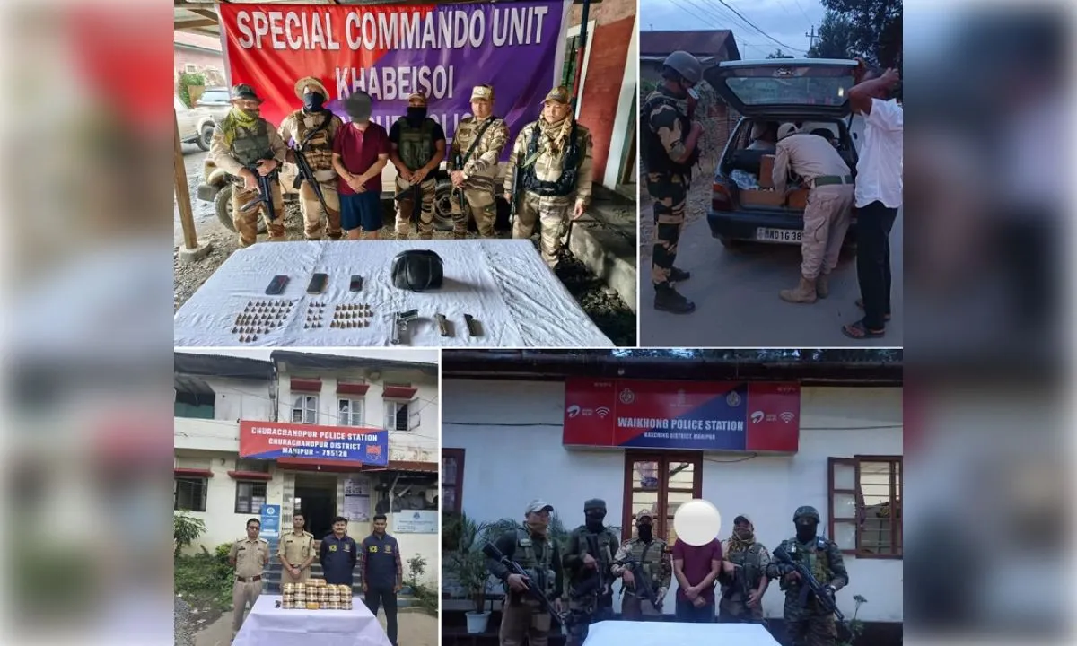 मणिपुर में सुरक्षा बलों की बड़ी कार्रवाई, दो उग्रवादी गिरफ्तार; 22 किलो मेथामफेटामाइन बरामद