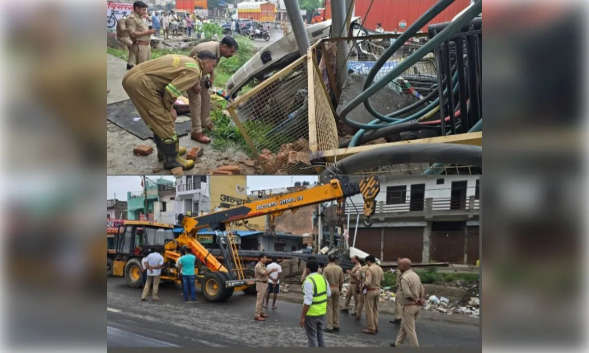 बिजली ट्रांसफार्मर से टकराकर नाले में गिरा अनियंत्रित ट्राला , शरीर मे सरिया घुसने से चालक की मौत