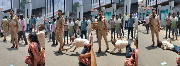 लखनऊ में दरोगा के पैरों पर गिरकर न्याय की भीख मांगता रहा बेबस पिता
