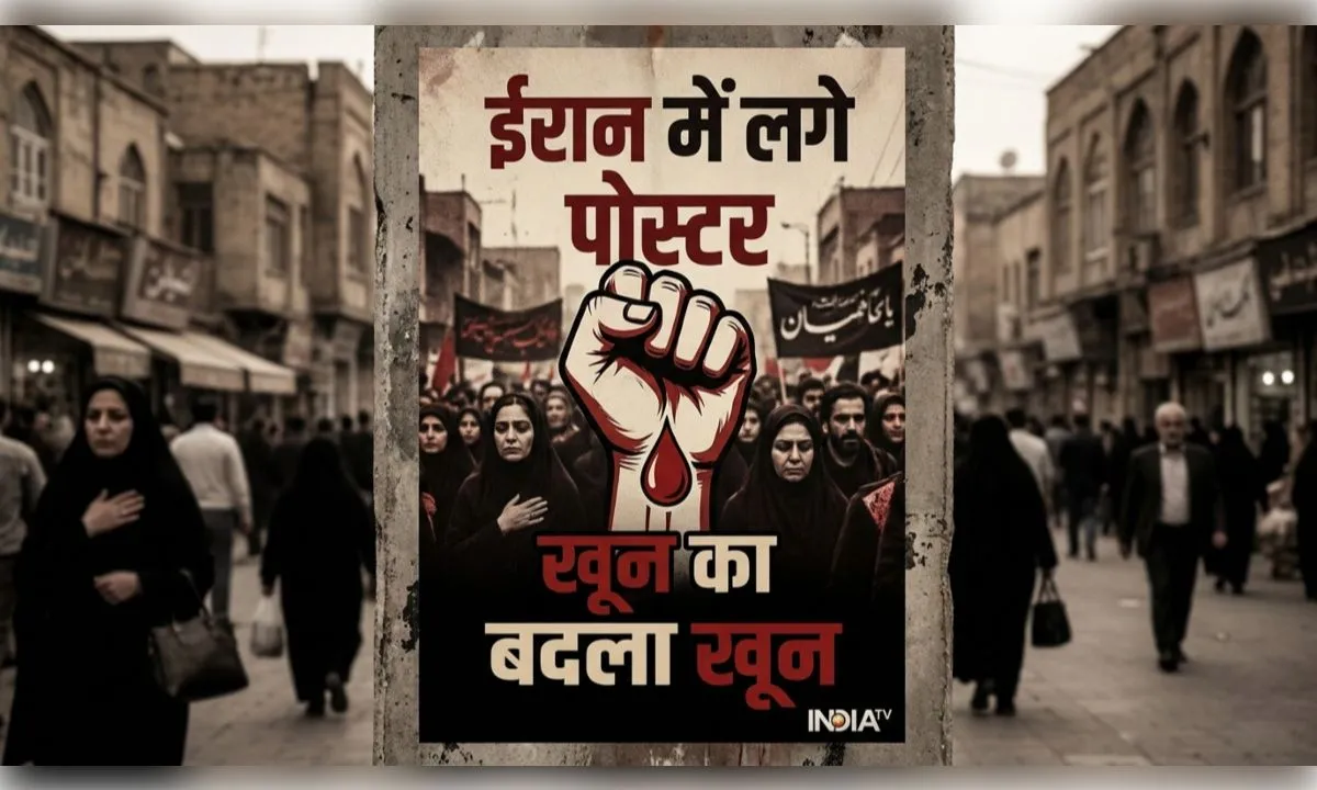 ईरान की सड़कों पर बड़ी बड़ी होर्डिंग्स लगी हैं, खून का बदला खून