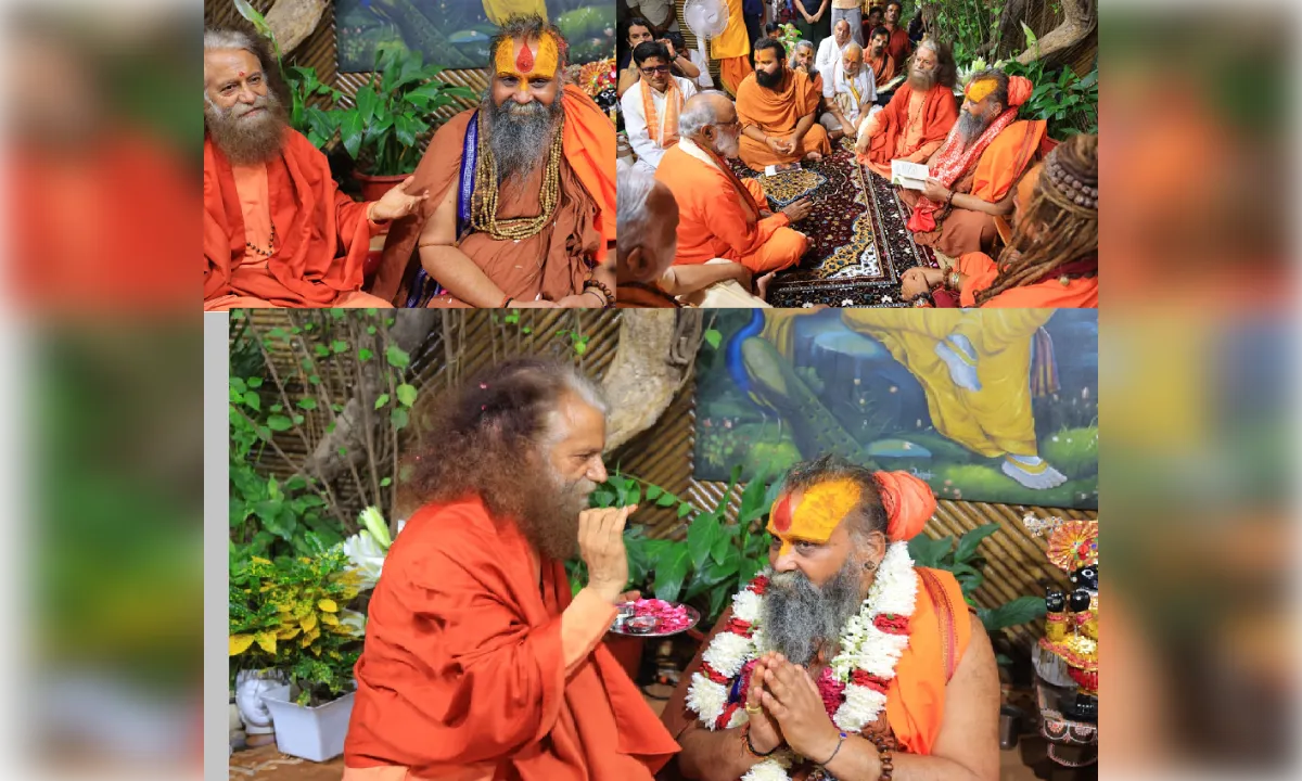 परमार्थ निकेतन में स्वामी राजेन्द्र दास का आगमन, स्वामी चिदानन्द ने किया अभिनन्दन 