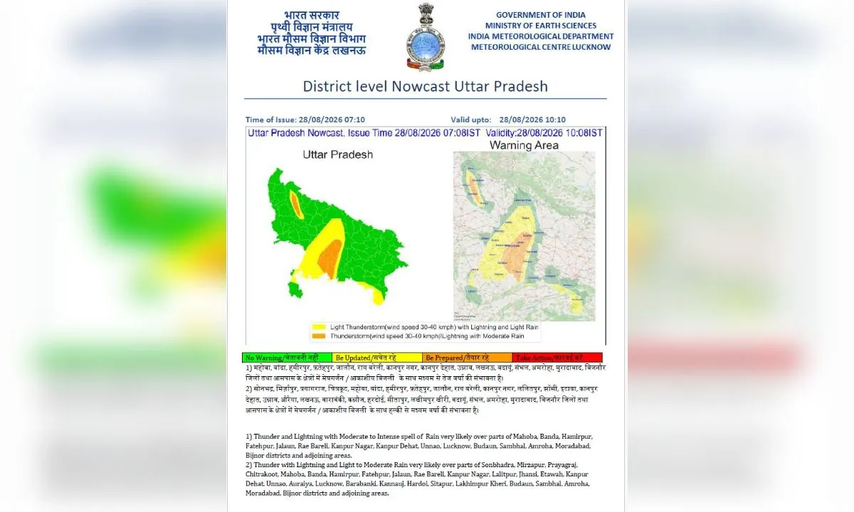 प्रयागराज समेत यूपी के कई जिलों में बारिश, बिजली गिरने का अलर्ट जारी 