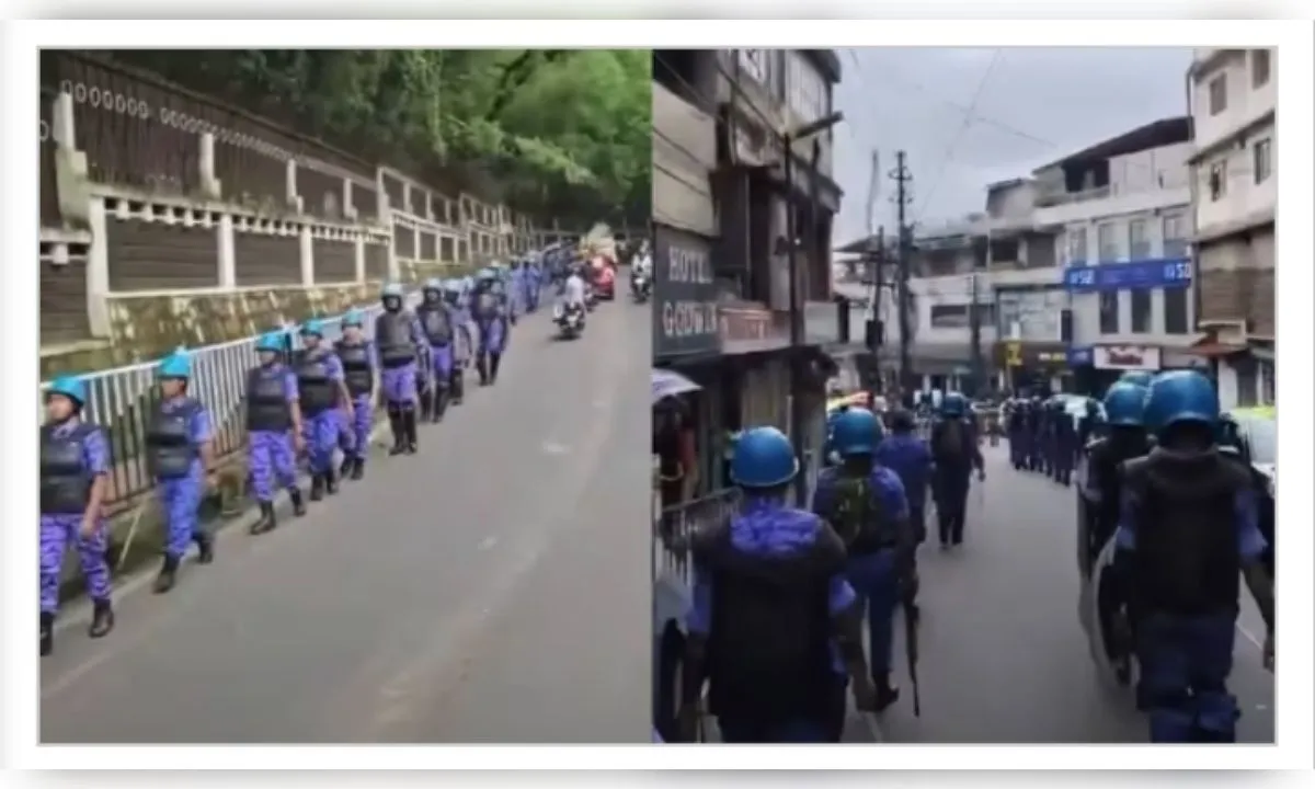मेघालय में हिंसा के बाद सेना और आरएएफ ने निकाला फ्लैग मार्च