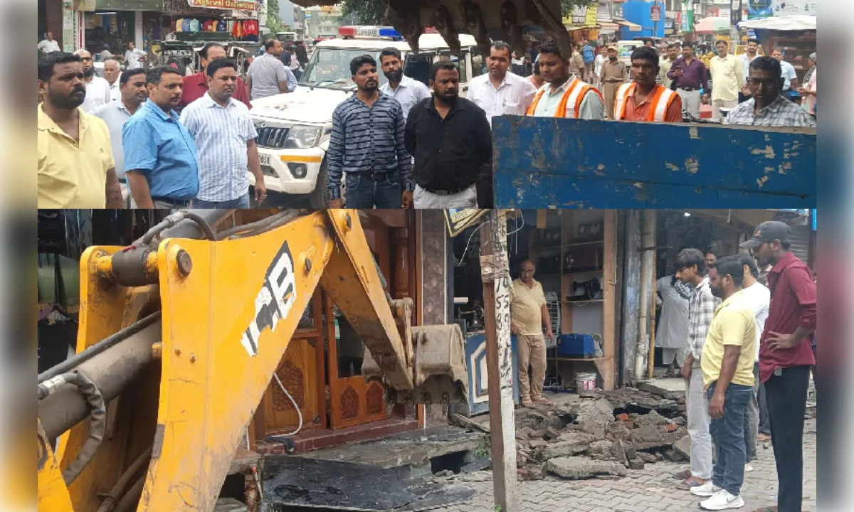 अतिक्रमण पर चला नगर पालिका का बुलडोजर, सड़कें हुईं साफ