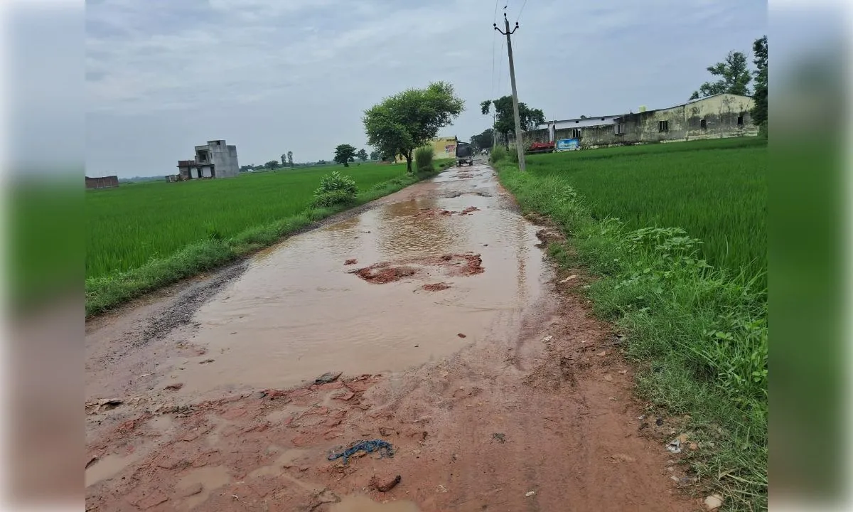 आठ साल से जर्जर सड़क, गड्ढों और कीचड़ से परेशान ग्रामीण