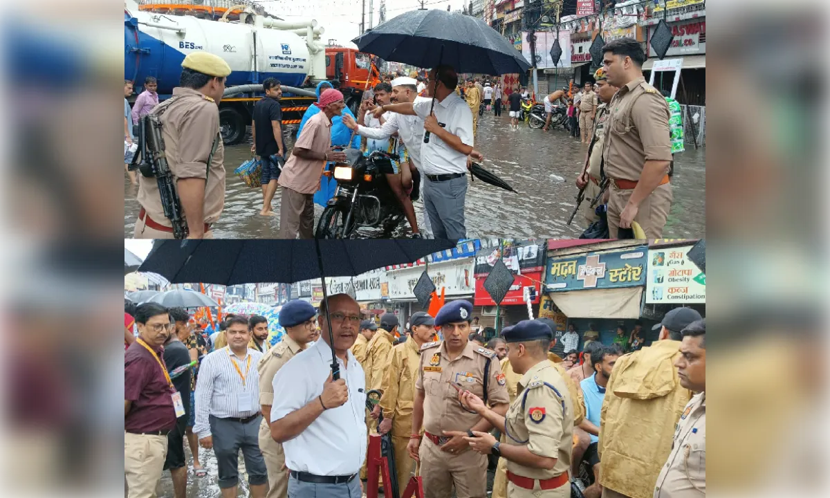 भारी बारिश में डीएम-एसएसपी ने कांवड़ मार्गों का लिया जायजा