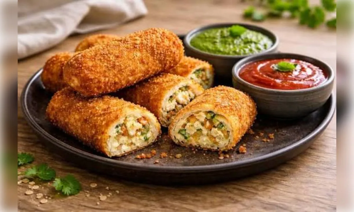 बनाएं चीजी पनीर ब्रेड रोल बाहर से क्रिस्पी और अंदर से सॉफ्ट 