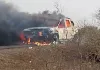 चलती कार में लगी आग, सवारों ने भागकर बचाई जान