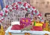 श्रीमद् भागवत कथा में भगवान कृष्ण के जन्मोत्सव पर झूमते नजर आये भक्तजन