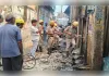 जिले के बुनियादपुर ट्रैफिक मोड़ पर भीषण आग में कपड़ा गोदाम जलकर खाक