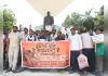 संविदा परिचालकों का पटेल प्रतिमा पर प्रदर्शन, विभिन्न मांगें न पुरी होने पर की नारेबाजी