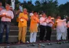 गुरु पूर्णिमा पर ओमघाट में गंगा आरती का हुआ आयोजन 