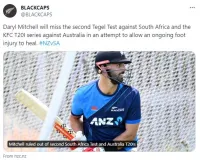 दक्षिण अफ्रीका के खिलाफ दूसरे टेस्ट और ऑस्ट्रेलिया के खिलाफ टी20 सीरीज से बाहर हुए मिशेल