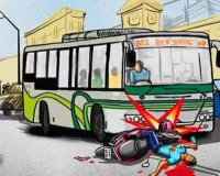 कटरा घाट पुल पर रोडवेज बस-बाइक की भीषण टक्कर, 2 गंभीर; लखनऊ रेफर