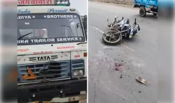 सागर में तेज रफ्तार ट्रक की टक्कर से बाइक सवार की मौत