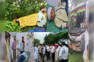  जौनपुर: बस की टक्कर से स्कूल वैन पलटी, सात बच्चे घायल