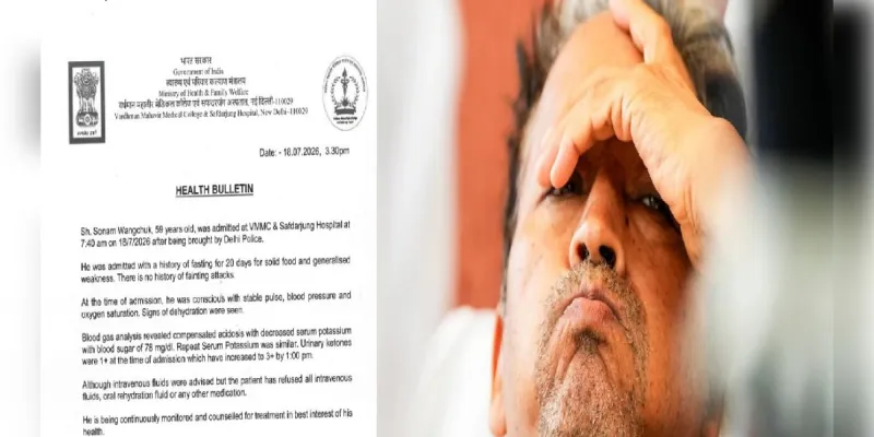 सोनम वांगचुक में पानी की कमी और सीरम पोटैशियम का स्तर कम हुआ- मेडिकल बुलेटिन